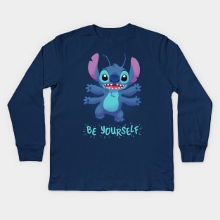 Be Yourself // Cute Stitch, 90s Kid, Experiment 626, Ohana Kids Long Sleeve T-Shirt